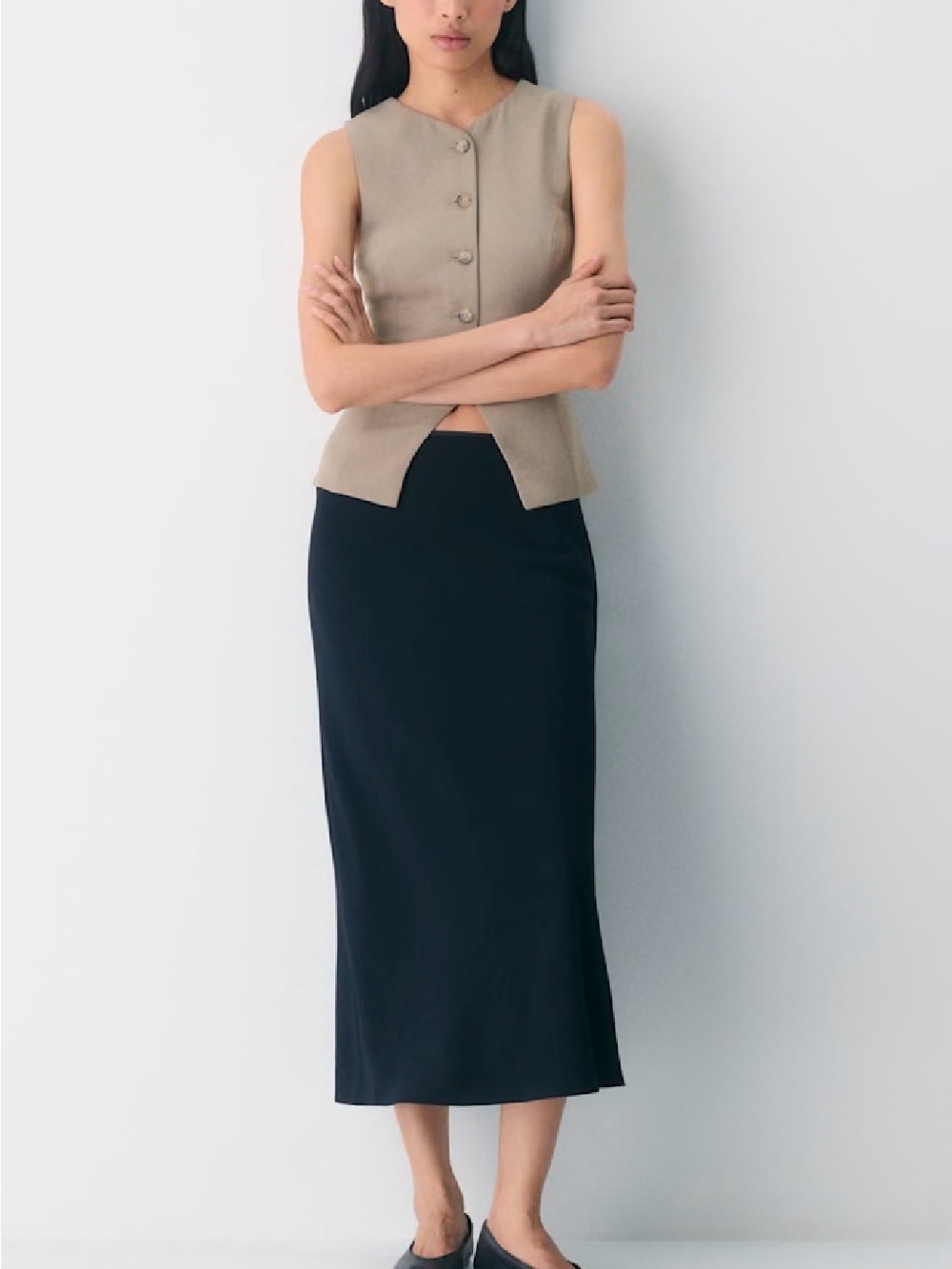ARITZIA Wilfred Regal Vest Button Nomad Taupe Size 10 Lined Career Work